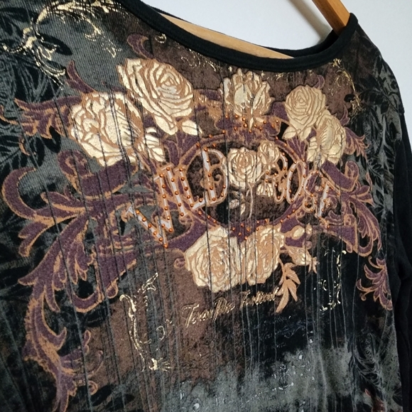 Wild rose vintage like bedazzled y2k top - Picture 3 of 6